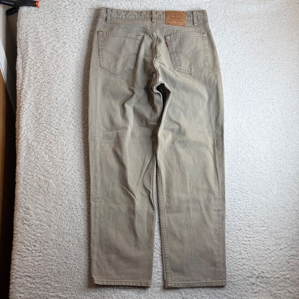 Vintage Levis 555 Relaxed Fit Straight Leg Jeans Tan Made in USA 36x30 (34x30)
